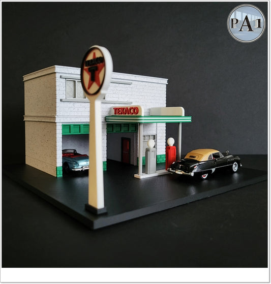 Hot Wheels Display - Back to the Future Texaco Station