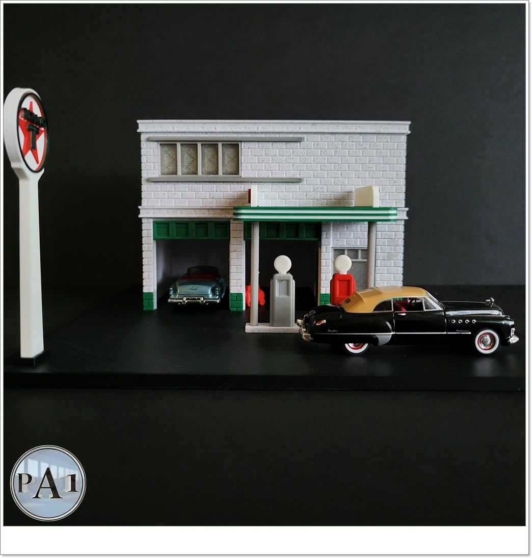 Hot Wheels Display - Back to the Future Texaco Station