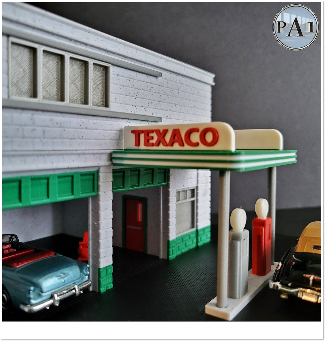 Hot Wheels Display - Back to the Future Texaco Station